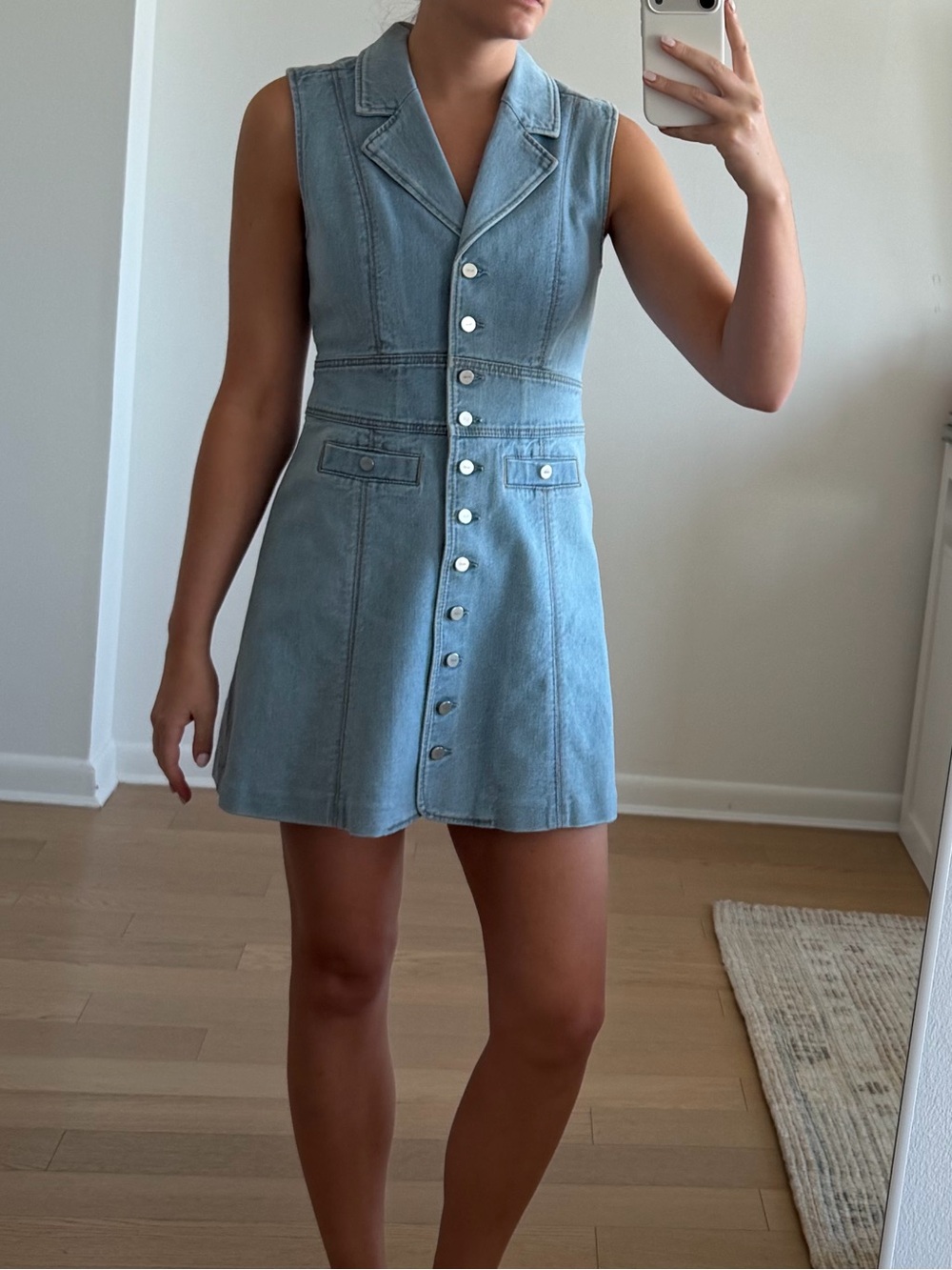 PAIGE Light Blue Denim Button-Front Mini Dress NEVER WORN TAGS ON